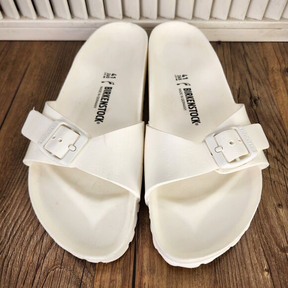 Birkenstock Madrid EVA Slides Womens Size 10 White Rubber Buckle Strap Sandals - Picture 8 of 9